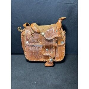 Vintage Tooled Leather Saddle Bag Purse Western Floral Mexico Boho Cowgirl